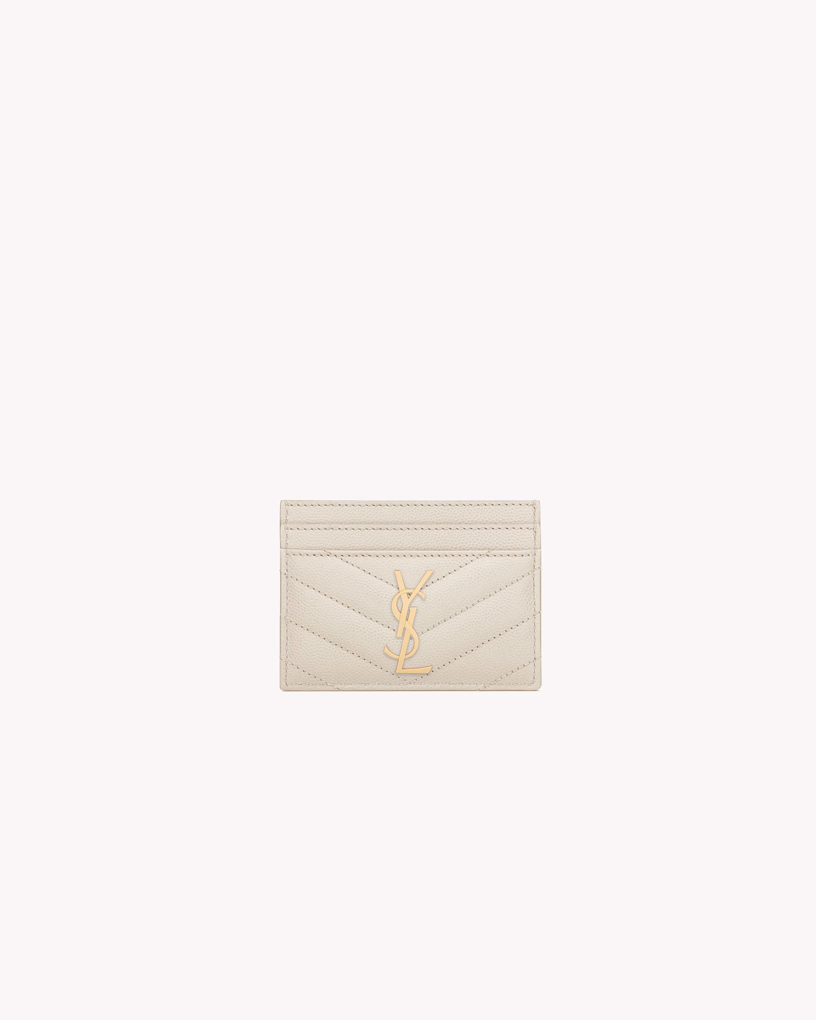Saint Laurent Porta Carte CASSANDRE MATELASSÉ Pelle Groffata Blanc Vintage - immagine 2