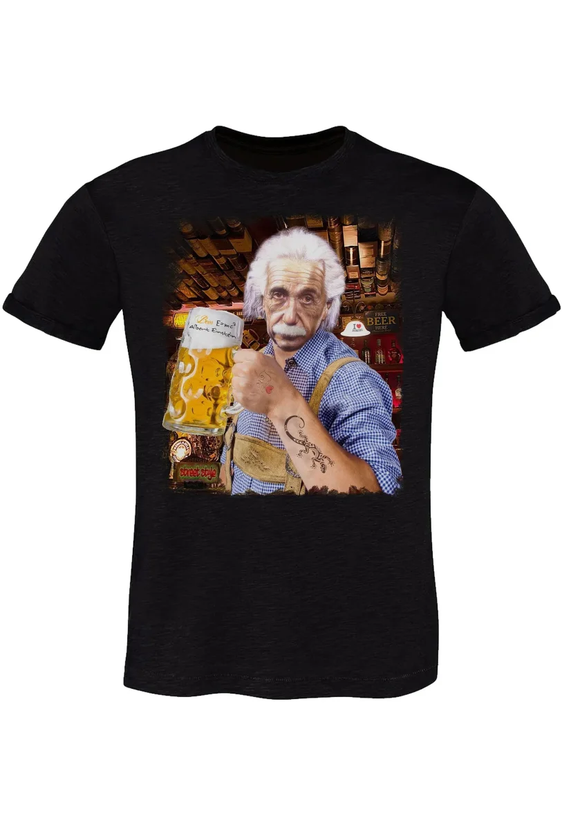 T-Shirt Einstein che Beve Birra - Cotone Biologico Uomo - immagine 4