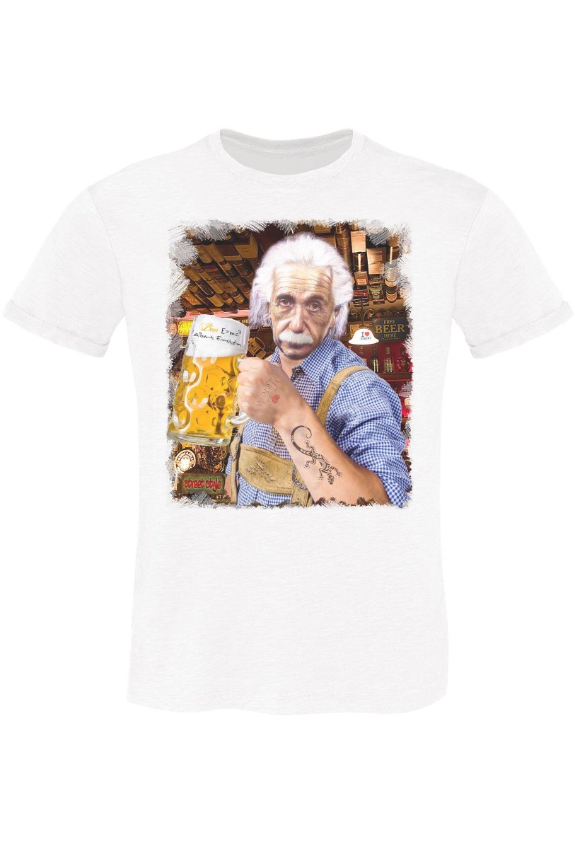 T-Shirt Einstein che Beve Birra - Cotone Biologico Uomo - immagine 5