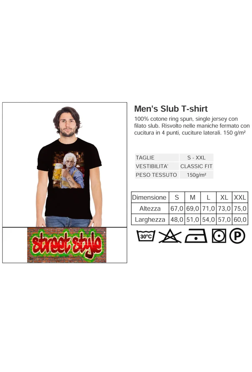 T-Shirt Einstein che Beve Birra - Cotone Biologico Uomo - immagine 8