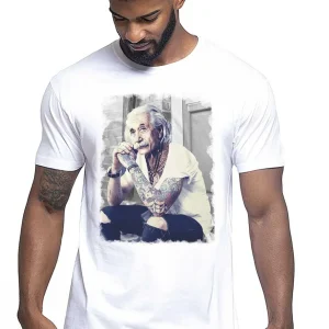 T-Shirt Einstein Genius Tatuato - Cotone Fiammato Unisex