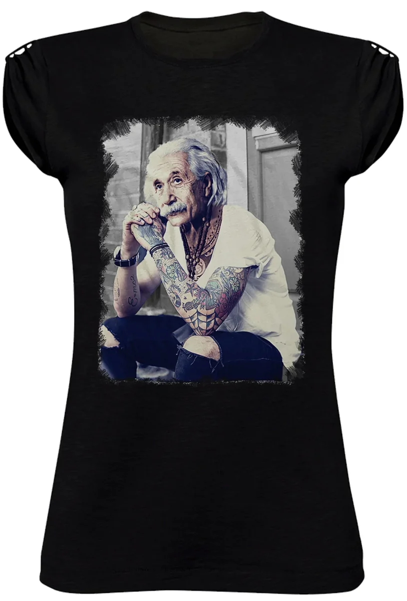 T-Shirt Einstein Tatuato Donna - Cotone Biologico Fiammato - immagine 7