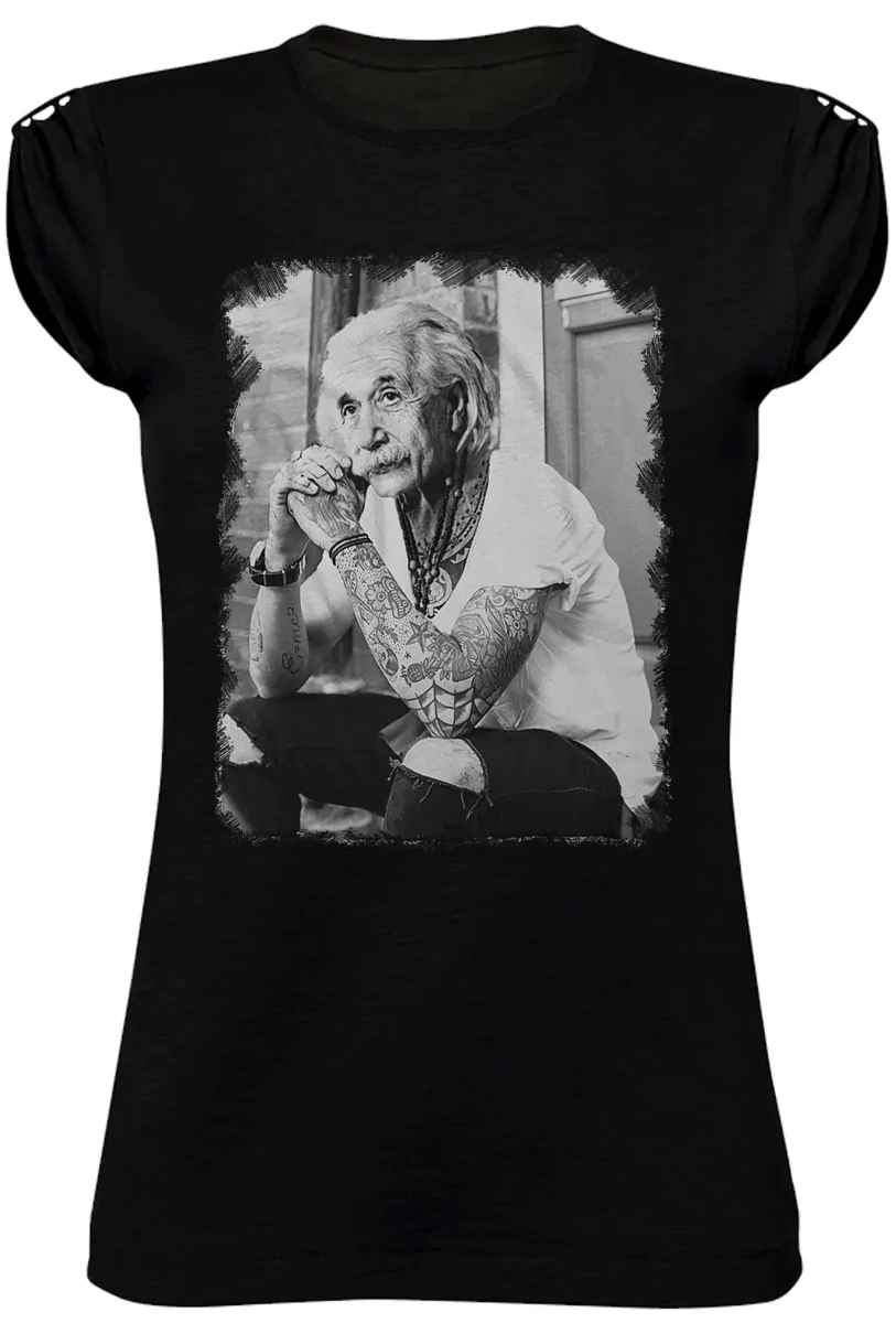 T-Shirt Einstein Tatuato Donna - Cotone Biologico Fiammato - immagine 9