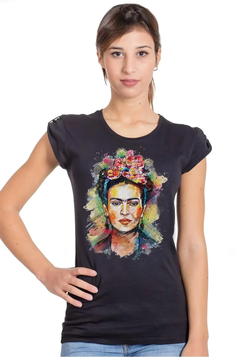 T-shirt Frida Kahlo Donna Bio - Cotone Organico 100% Made in Italy - immagine 3