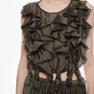 IMPERIAL Top con volant e girocollo