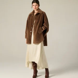 MANILA GRACE Cappotto chemisier in eco pelliccia