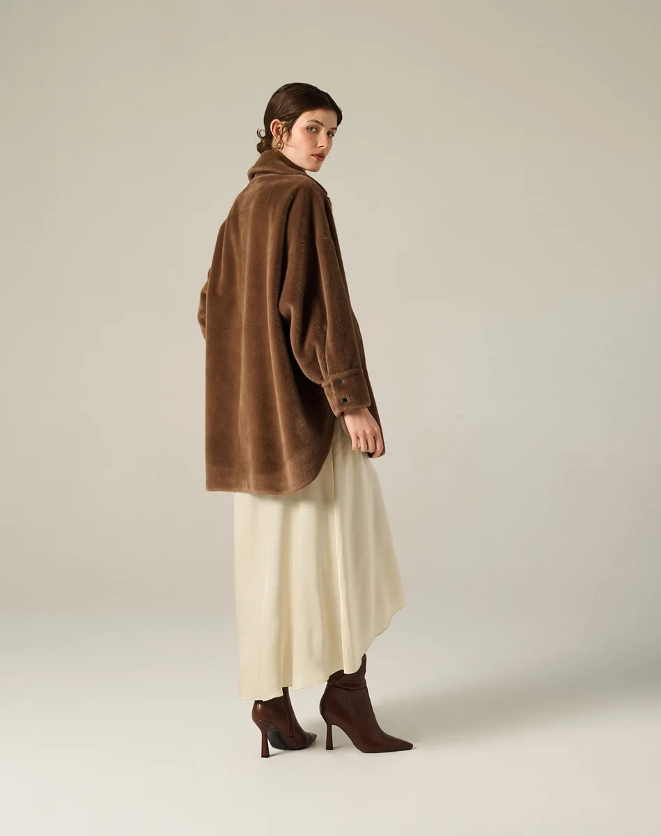 MANILA GRACE Cappotto chemisier in eco pelliccia - immagine 3