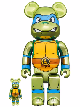 BEARBRICK 100% 400% TMNT LEONARDO CHROME