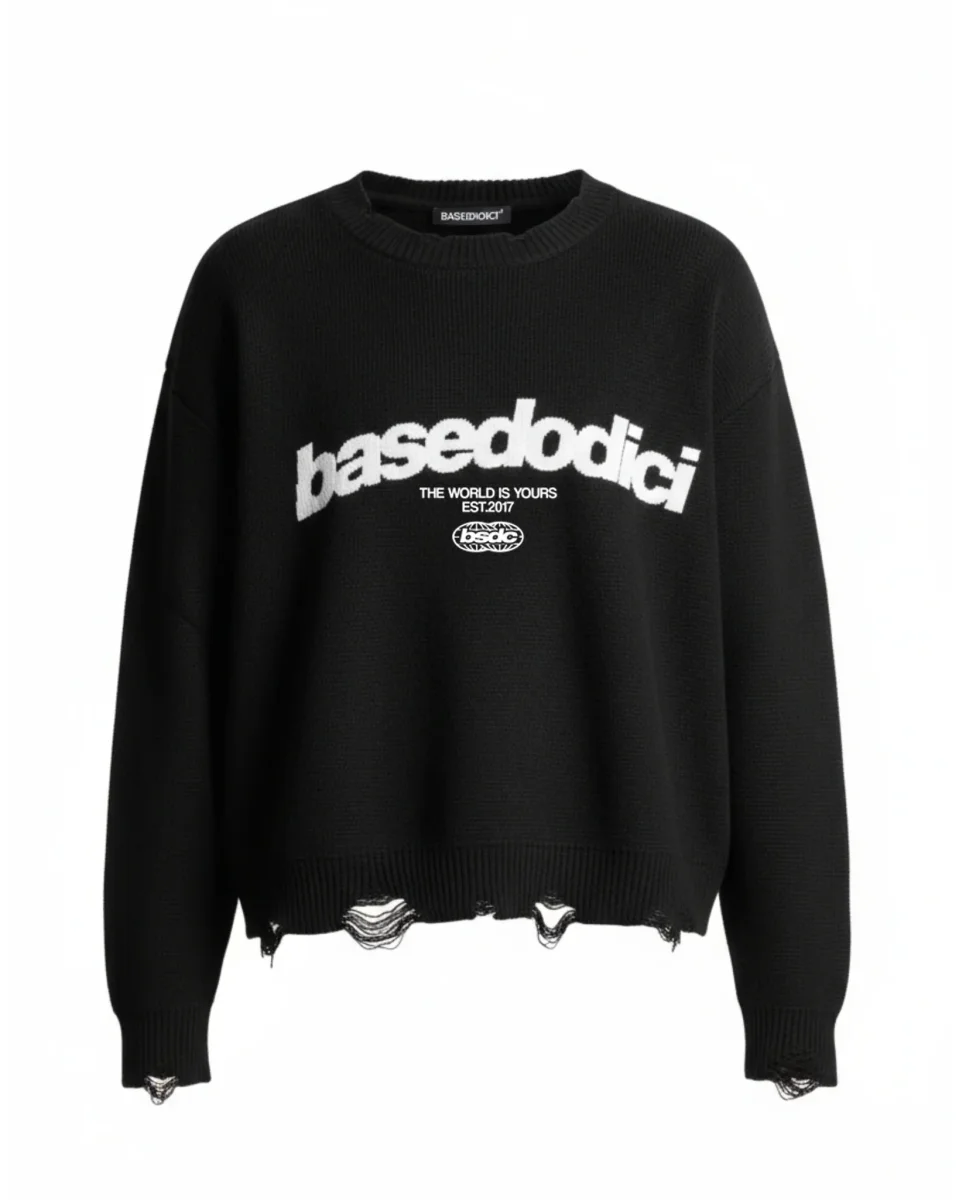 Basedodici Knit Black Front logo