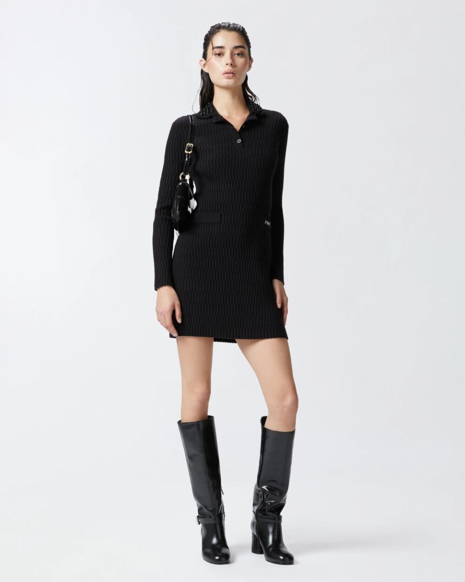 PINKO Abito corto in maglia geometrica