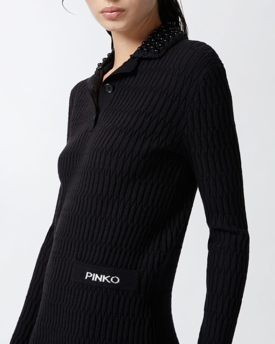 PINKO Abito corto in maglia geometrica - immagine 3