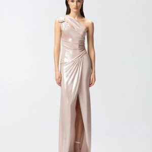 PINKO Abito elegante laminato monospalla con spacco