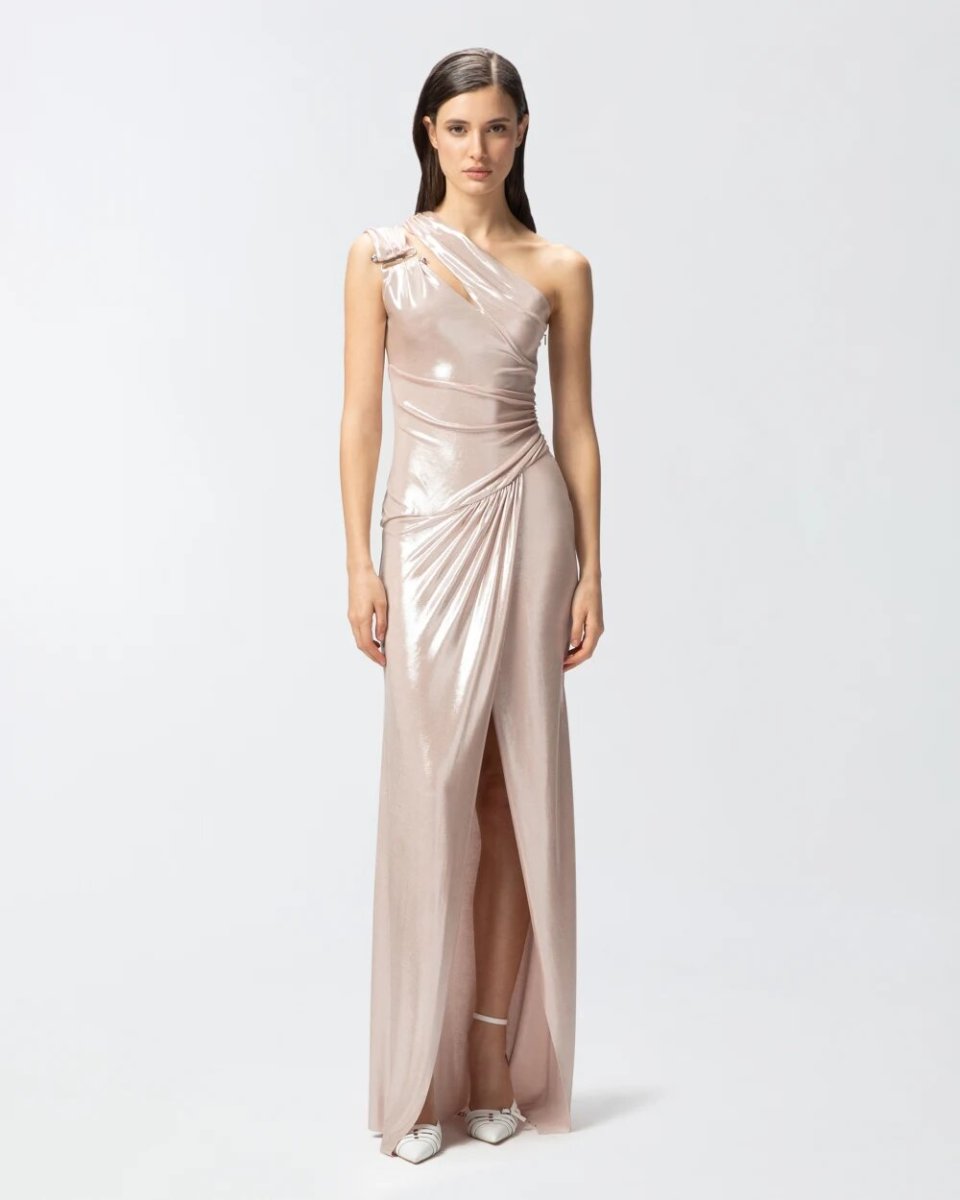 PINKO Abito elegante laminato monospalla con spacco