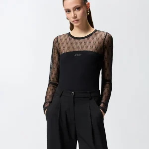 PINKO Maglia in jersey con pizzo logo love