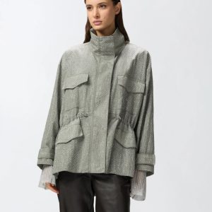 PINKO Parka tecnico con mini borchie effetto strass