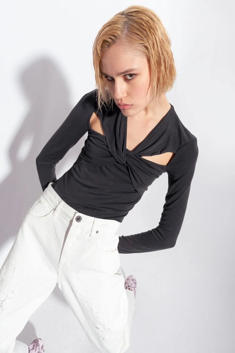 PINKO Top maniche lunghe con incrocio - immagine 2