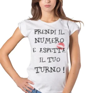 T-shirt Donna Slub Cotone Bio 'Prendi il Numero'
