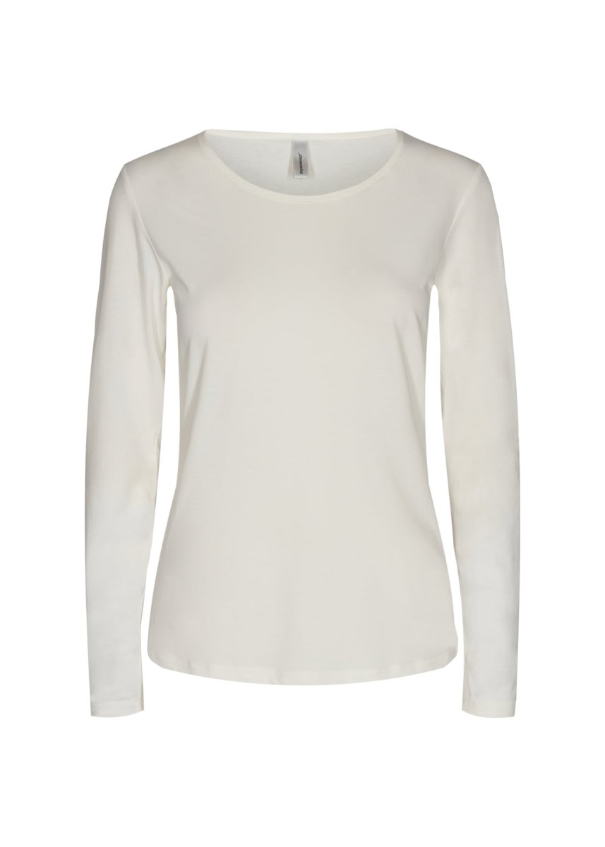 Maglietta base bianca in cotone organico panna e nero - immagine 3