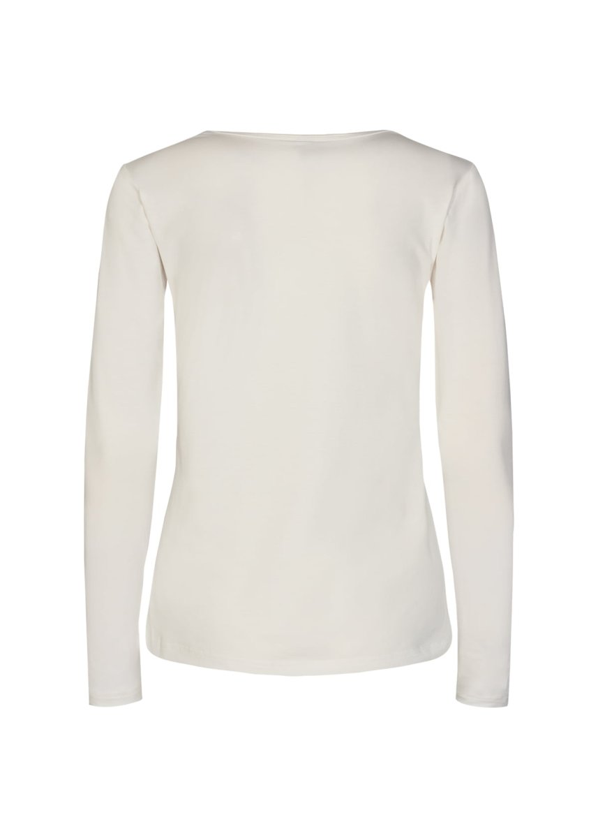 Maglietta base bianca in cotone organico panna e nero - immagine 4