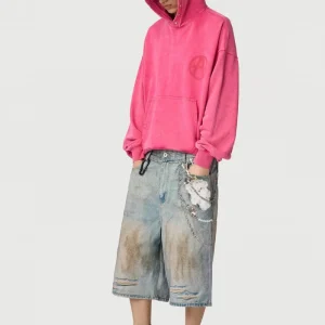 Acupuncture Studded Anarchy Hoodie Candy Pink