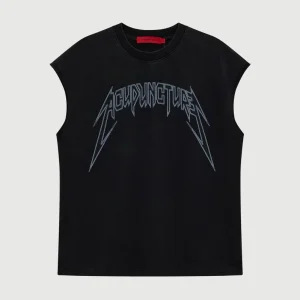 Acupuncture Studded Metal Tanktop Washed Black