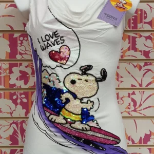 TS582TSW SNOOPY PAILETTES - TOONS T-SHIRT DONNA