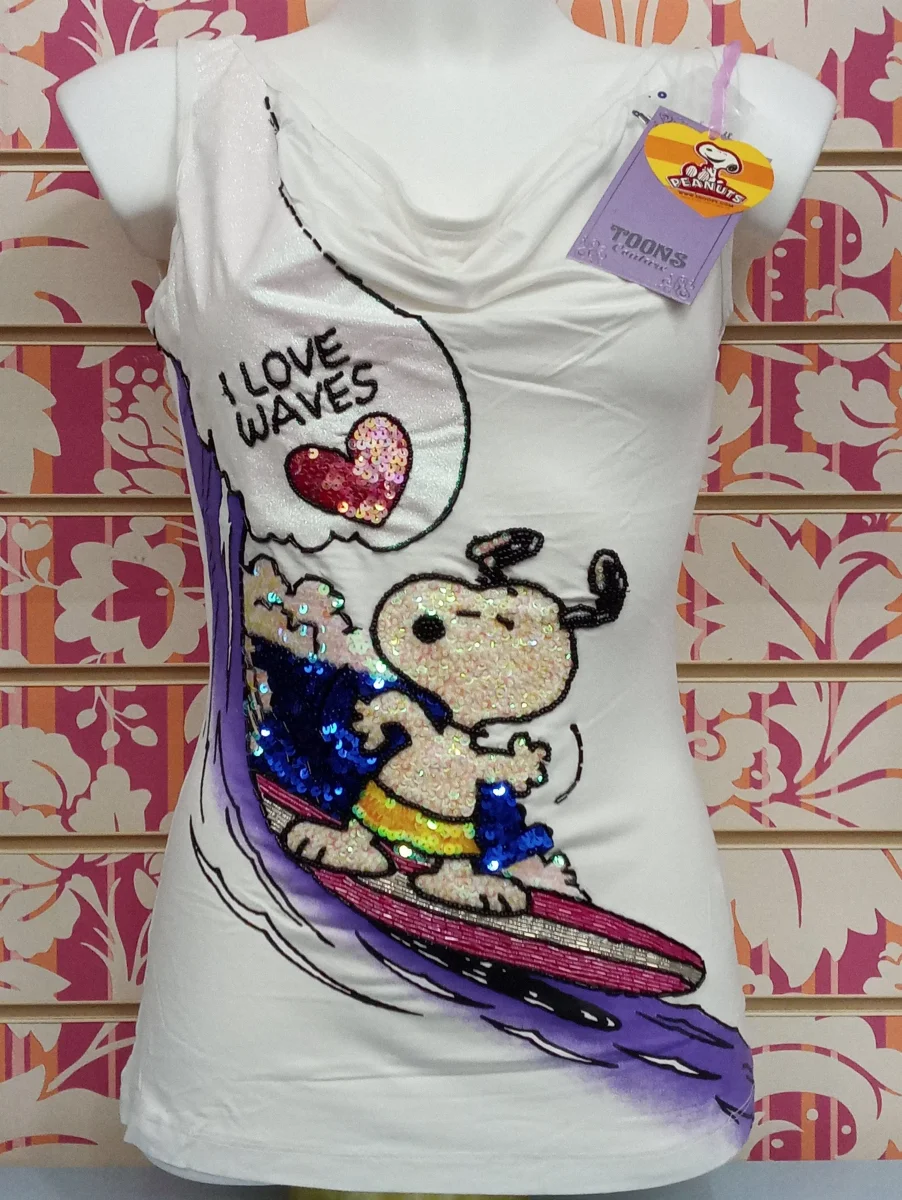 TS582TSW SNOOPY PAILETTES - TOONS T-SHIRT DONNA