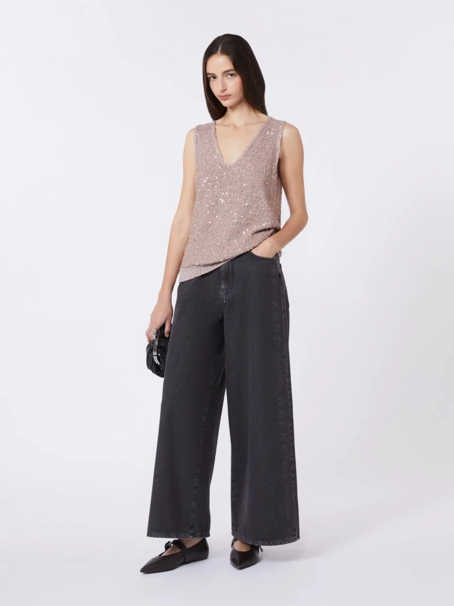 WEEKEND Maglia smanicata con paillette